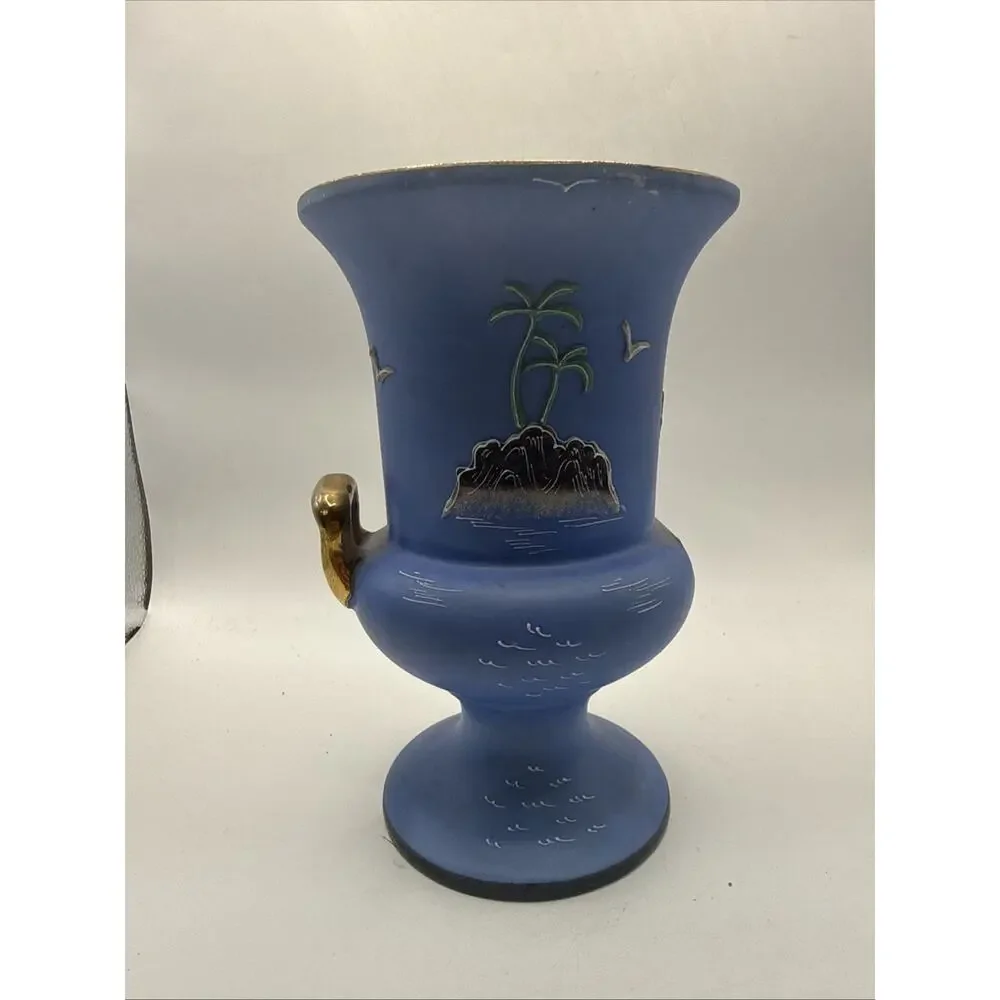 Japanese Hand Painted Moriage Vase Japan Noritake Morimura 7” Tall 1 Handle *